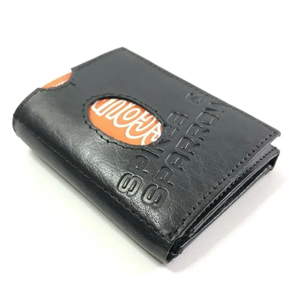 Spikes and Sparrow Austin Black Leather Wallet Trifold Snap RFID Protection New